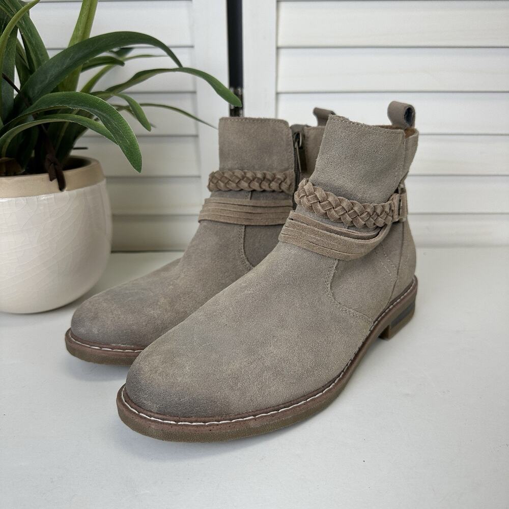 Earth Jeno Round Toe Casual Booties Taupe Ankle Boots Comfort Shoe Size 8.5 M